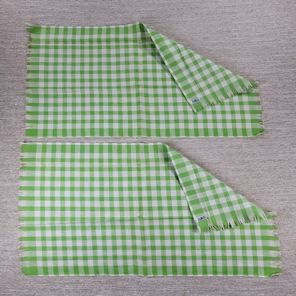 VTG Cannon Tea Towel Kitchen Dish Rag Green Gingham Linen Deadstock Set of 2 - Picture 11 of 11
